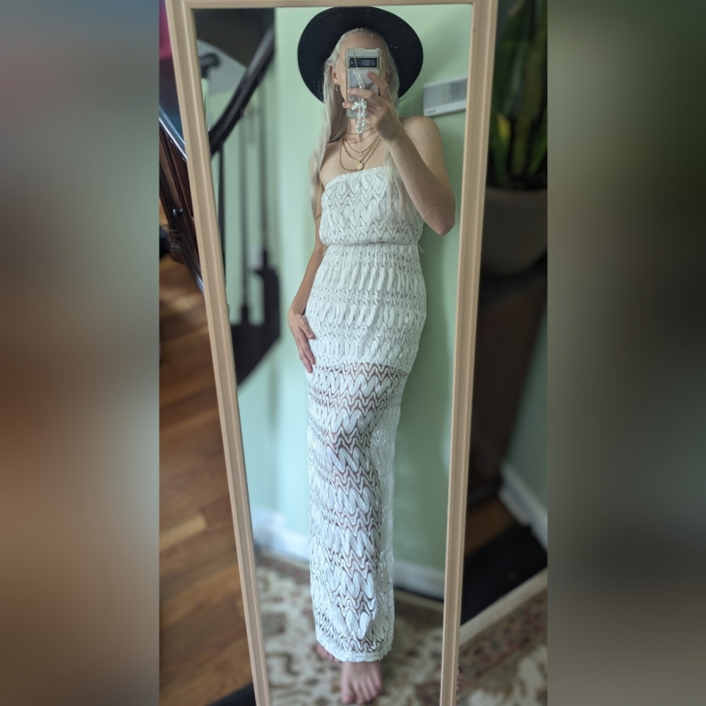 🤍Boho strapless dress